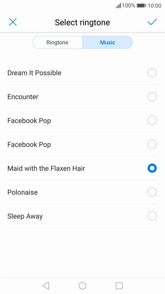 Once you've found a ring tone you like, press the confirm icon.