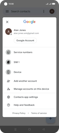 Press Contacts app settings.