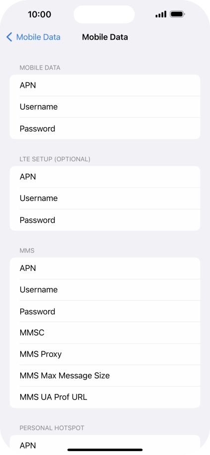 Press APN and key in live.vodafone.com.