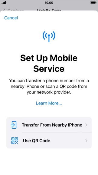 Press Use QR Code.