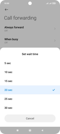 If you divert missed calls, you need to select a delay for the divert. Press the required delay and follow the instructions on the screen to select a delay for the divert.