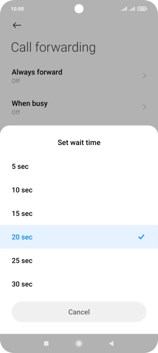 If you divert missed calls, you need to select a delay for the divert. Press the required delay and follow the instructions on the screen to select a delay for the divert.