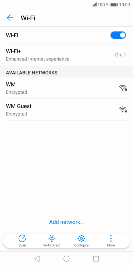 Press the required Wi-Fi network.