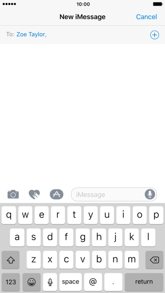 If the recipient can receive iMessages, iMessage is displayed in the text input field.
