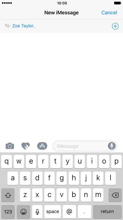 If the recipient can receive iMessages, iMessage is displayed in the text input field.