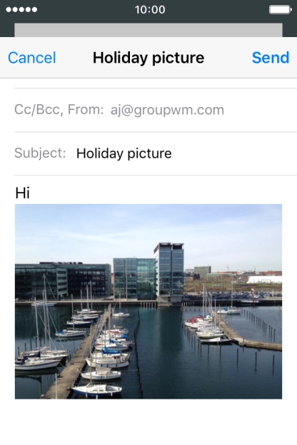 Press Send when you've finished your email message.