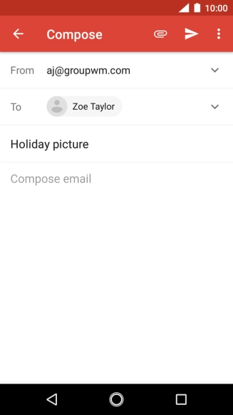 Press the text input field and write the text for your email message.