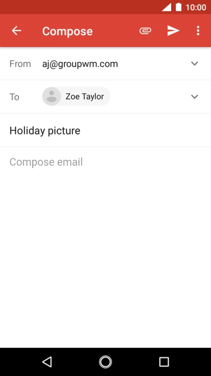Press the text input field and write the text for your email message.