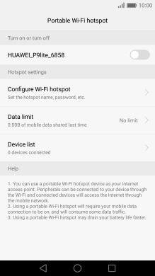 Press Configure Wi-Fi hotspot.
