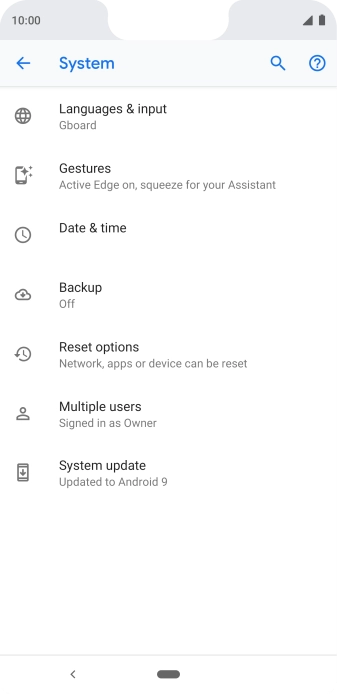 Press Reset options.