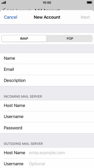 Press Host Name and key in mail.vodafone.ie.