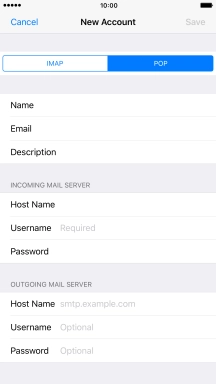 Press Username and key in the username for your email account.