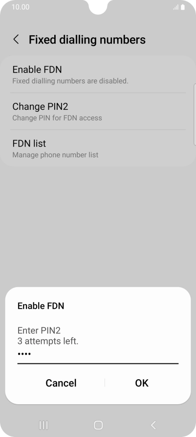 Key in your PIN2 and press OK.