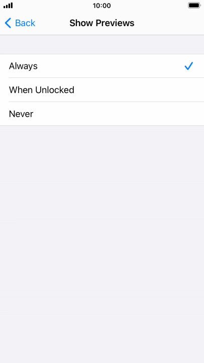 To select notification preview on the lock screen, press Always.