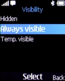 Select the required setting to turn Bluetooth visibility on or off.