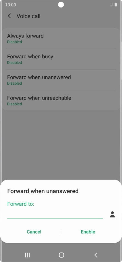 Key in (prefix) 5 (your phone number) and press Enable.