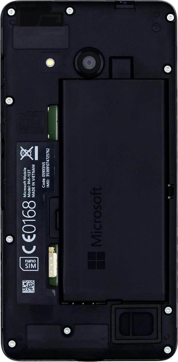 Place the battery in your phone (bottom first), matching the battery contacts with the phone contacts, and press the battery into place.