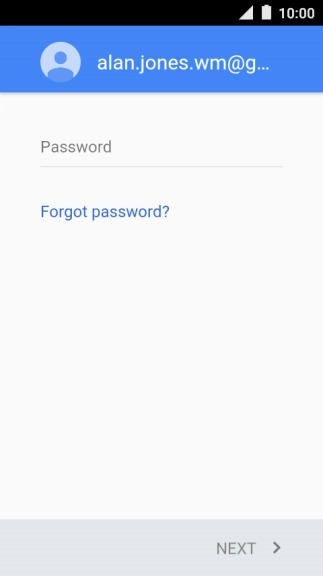 Press Password and key in the password for your Google account.