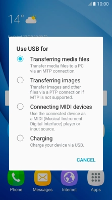 Press Transferring media files to turn on the function.