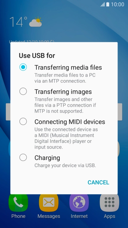 Press Transferring media files to turn on the function.