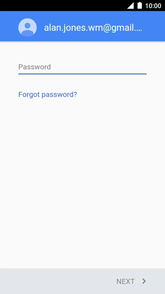 Press the text input field and key in the password for your Google account.