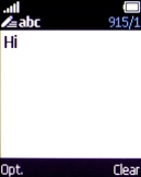 Write the text and press the Left selection key.