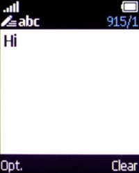Write the text and press the Left selection key.