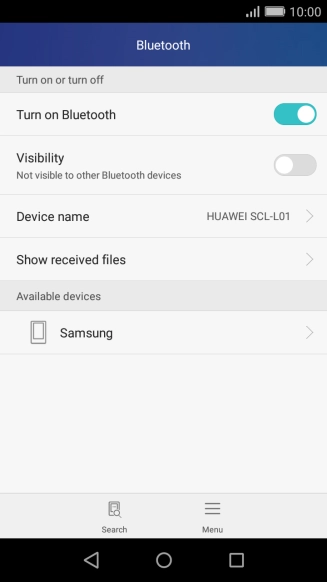 Press the required Bluetooth device and follow the instructions on the screen to pair the device with your phone.