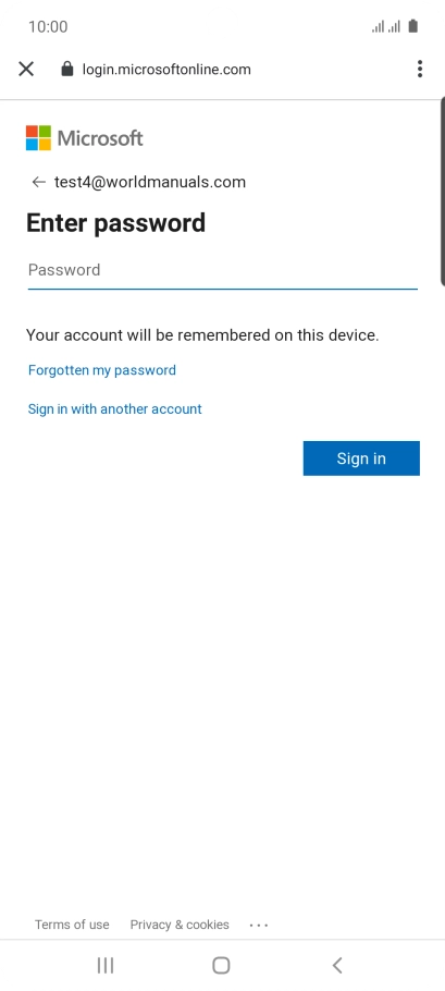 If this screen is displayed, you email account has been recognised and set up automatically. Follow the instructions on the screen to key in more information and finish setting up your phone.