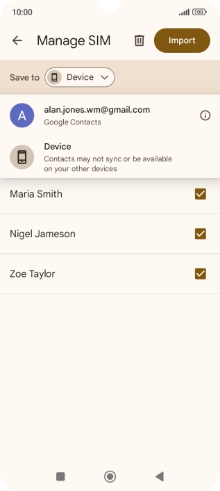 Press the required Google account.