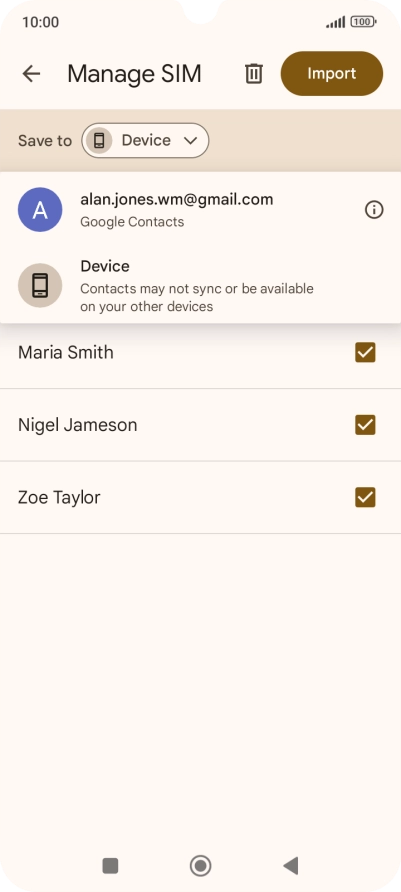 Press the required Google account.