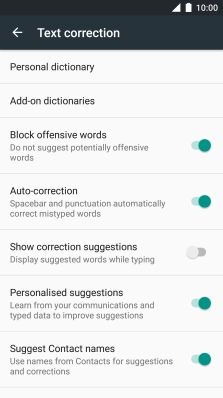 Press Show correction suggestions to turn on the function.
