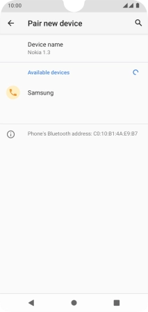 Press the required Bluetooth device and follow the instructions on the screen to pair the device with your phone.
