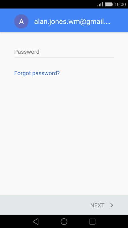 Press Password and key in the password for your Google account.