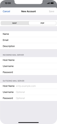 Press Host Name and key in mail.vodafone.ie.