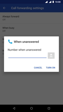 Key in (prefix) 5 (your phone number) and press TURN ON.