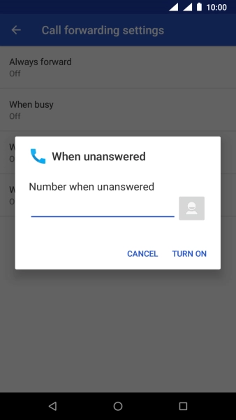 Key in (prefix) 5 (your phone number) and press TURN ON.