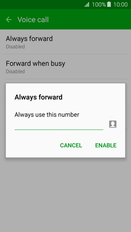 Key in (prefix) 5 (your phone number) and press ENABLE.