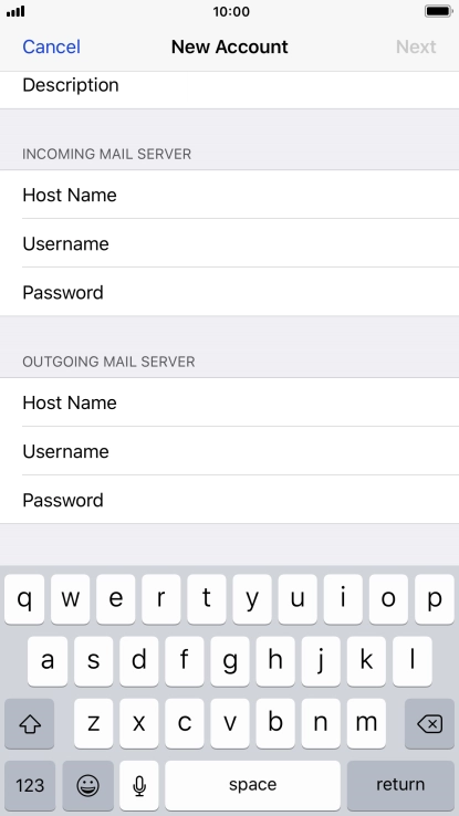 Press Host Name and key in mail.vodafone.ie.