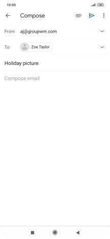 Press the text input field and write the text for your email message.