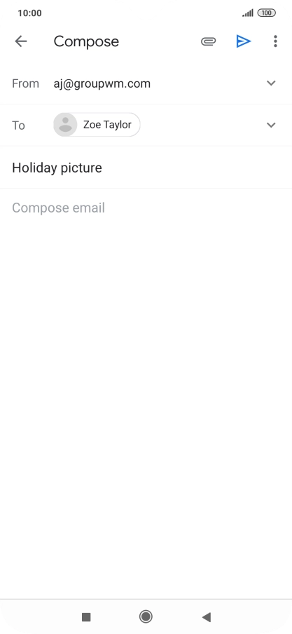 Press the text input field and write the text for your email message.