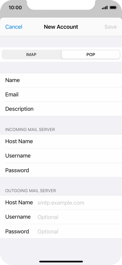 Press Host Name and key in mail.vodafone.ie.