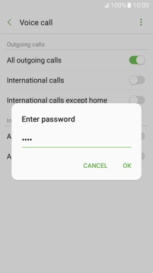 Key in your barring password and press OK. The default barring password is 0000.