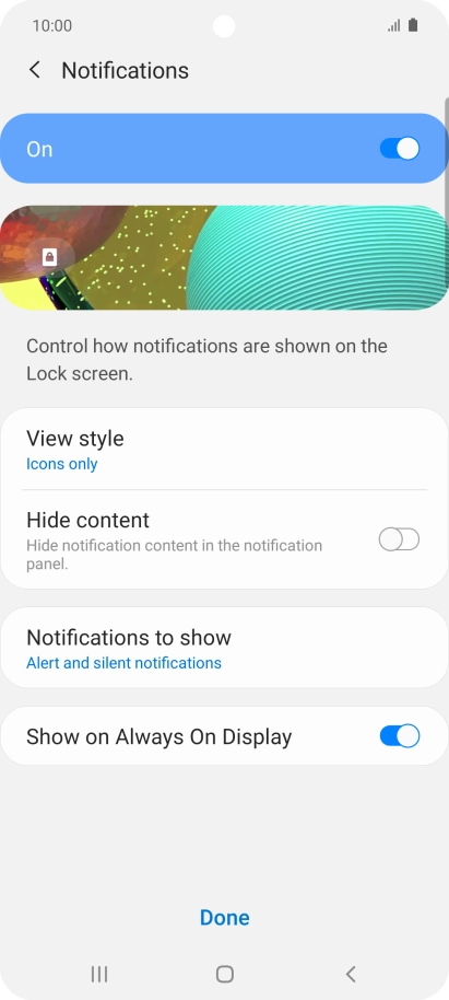 Press the required settings.