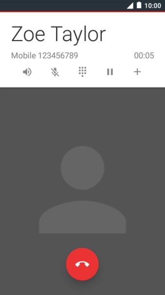 Press the end call icon.
