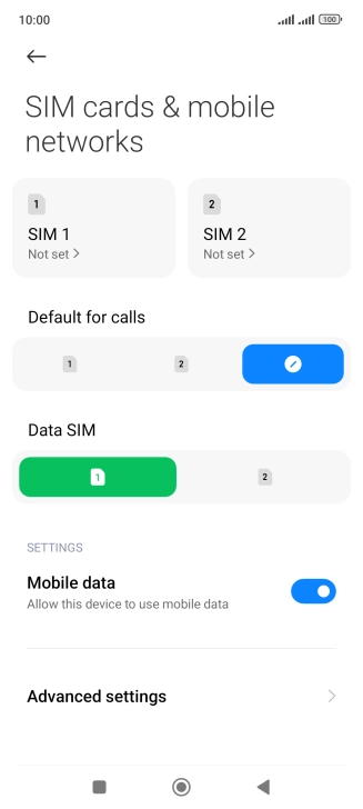 Press the required SIM.