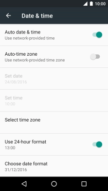 Press Auto time zone to turn on the function.