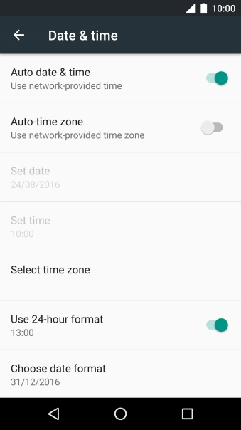 Press Auto time zone to turn on the function.