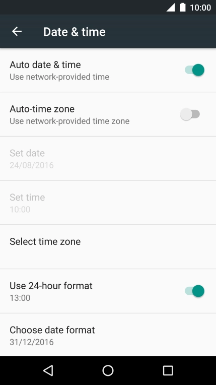 Press Auto time zone to turn on the function.