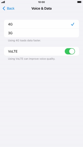 Press the required network mode.